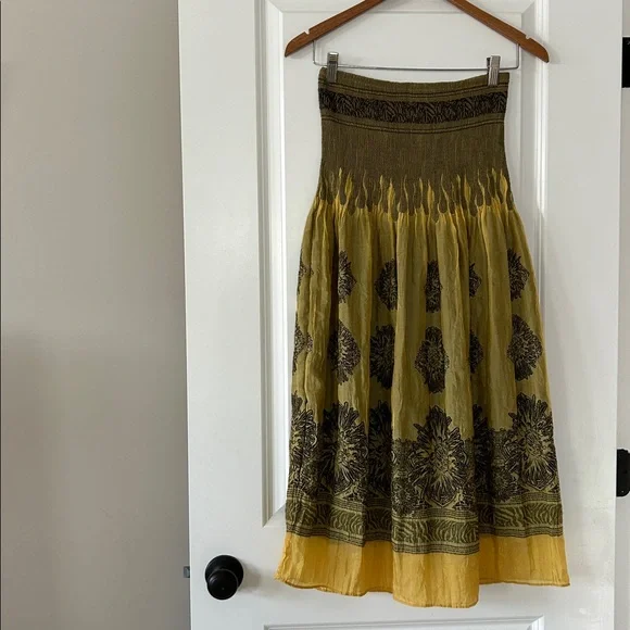 Lapis by Anthro Strapless Convertible Dress/Skirt Golden Yellow Stretchy Bodice - Picture 7 of 13